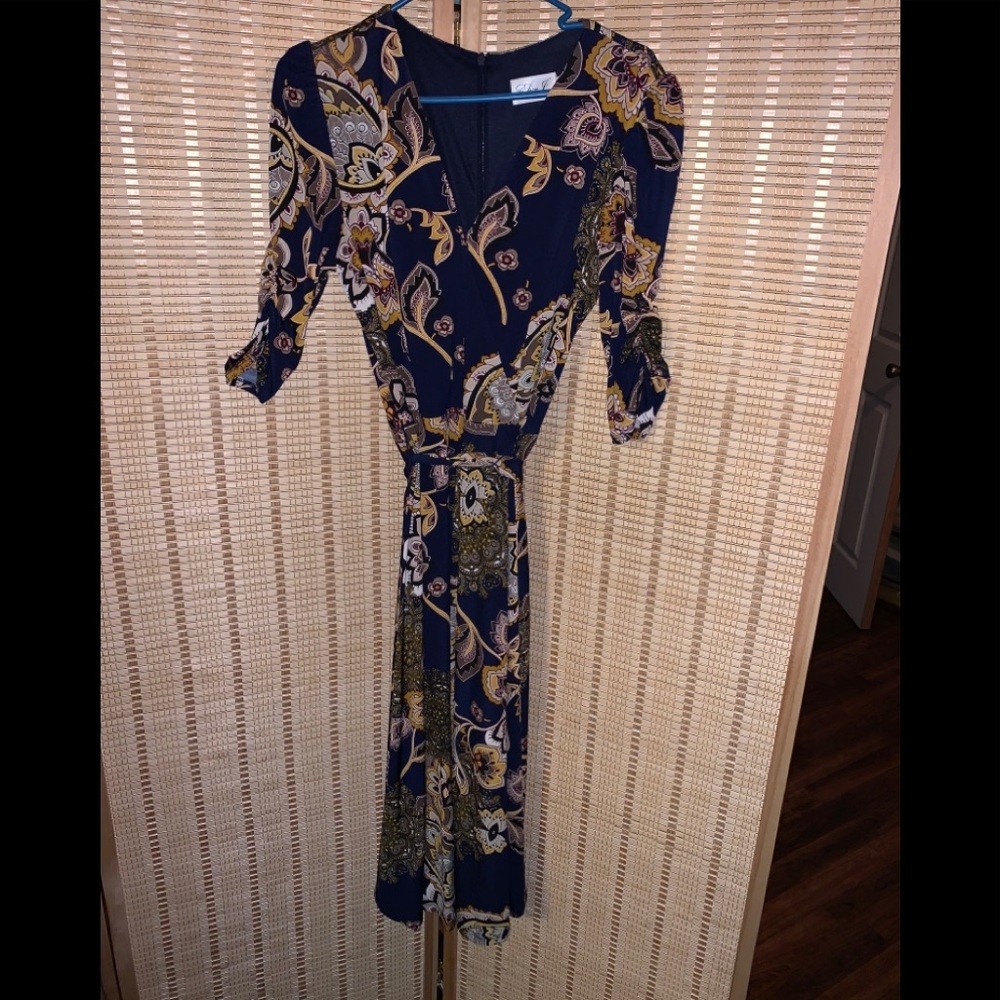 Knee Length Paisley Wrap Dress